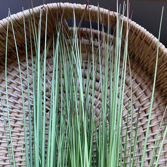 Threshold Stoneware White Planter with Green Faux Grass - Picture 3 of 5